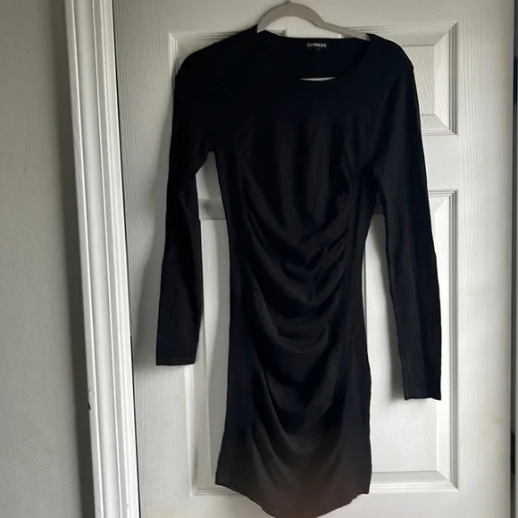 Express Dresses Express Ruched Sweater Dress In Black Size S